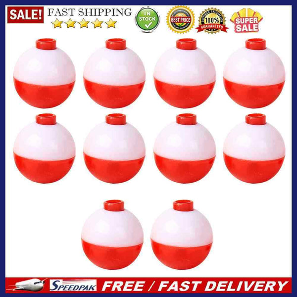 10pcs Red White Fishing Bobber Set Plastic Round Float Buoy Outdoor Fishing
