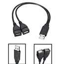 High Speed USB2.0 Male to Dual USB Female USB Charging Y Splitter Extension Cord