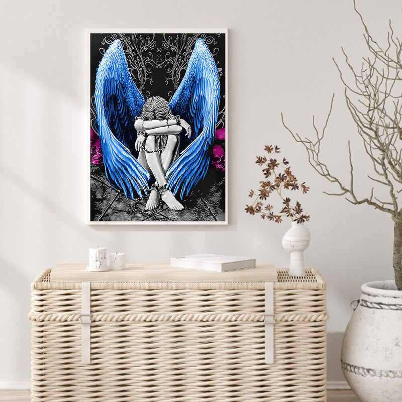 Blue Wings Angel Oil Paint By Numbers Drawing DIY Home Decoration Gift No Frame