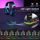 RGB Headset Stand with 3 USB 2.0 Ports Gaming PC Headphone Holder (Black) Newly
