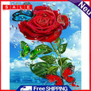 DIY Butterfly Rose Rhinestone Picture Gift Full Drill Round Diamond Painting Kit
