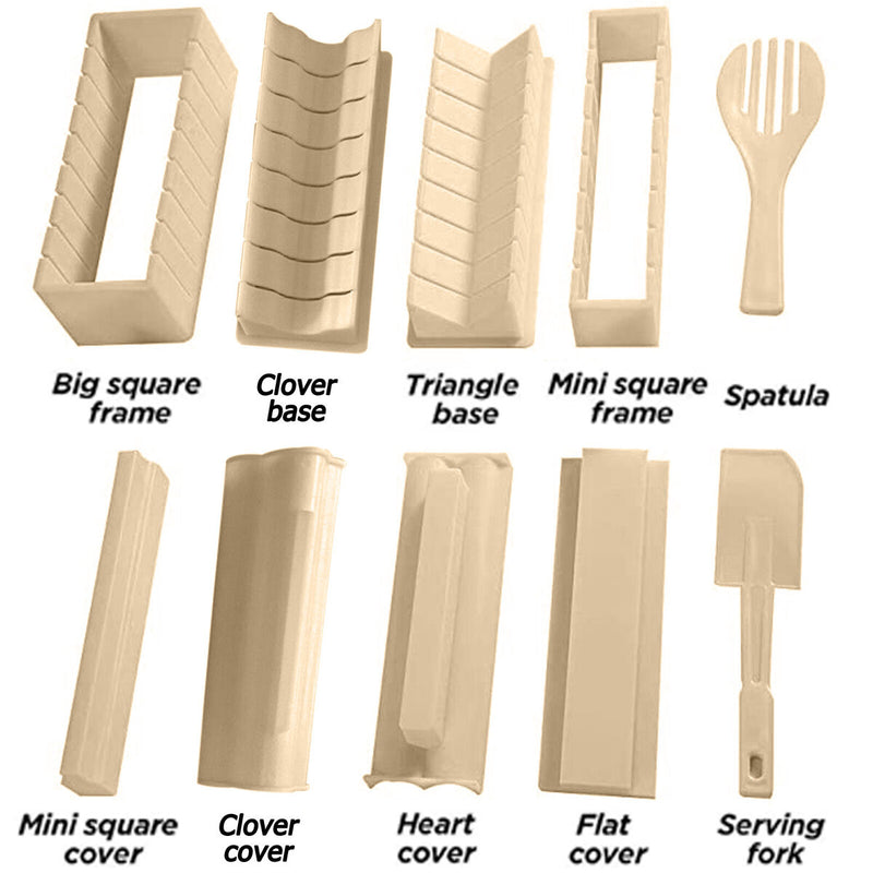 Sushi Making Kit, 10 Pieces DIY Sushi Set Plastic Sushi Maker Tool, White