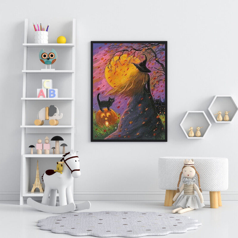 Frameless Oil Paint By Numbers DIY Witch Picture Craft Living Room Decoration