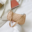 Retro Women Embossed Geometric PU Underarm Shoulder Bag Handbags (Khaki)