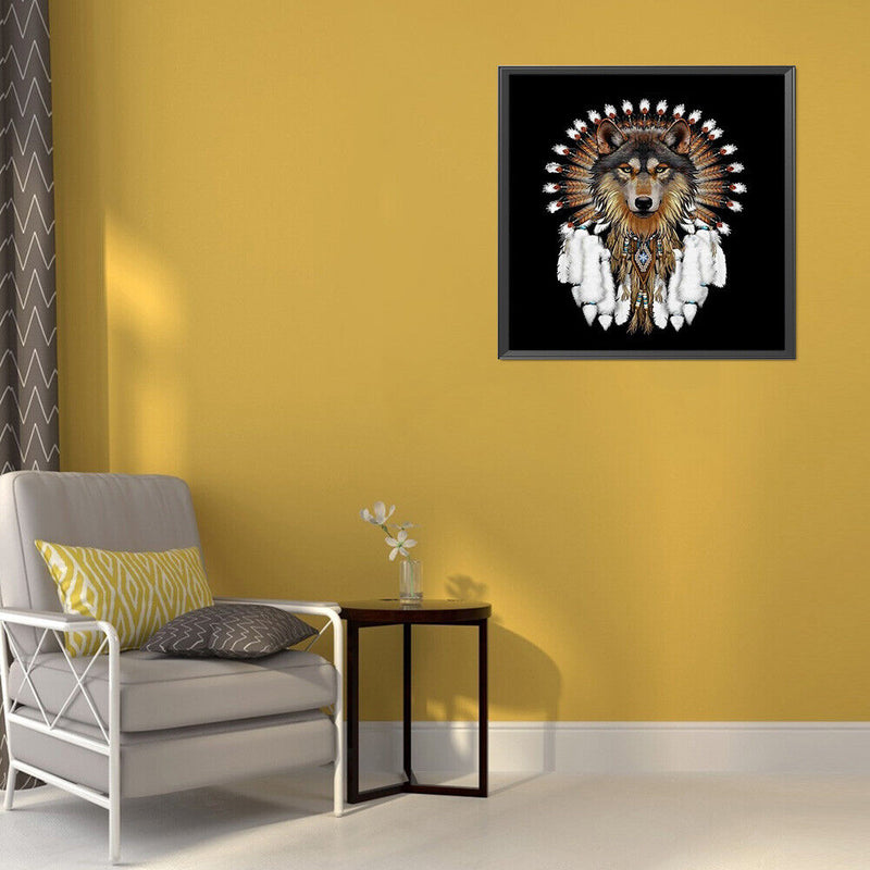 5D DIY Diamond Painting Kits Wolf Dream Catcher Full Round Drill Wall Decor Art