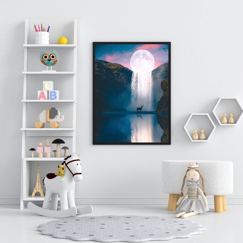 Frameless Oil Paint By Numbers Moon Fall DIY Canvas Picture Craft for Home