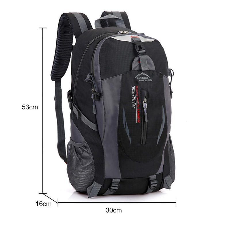 Casual Climbing Backpack Nylon Bags for Hiking Fitness Camping (Black)