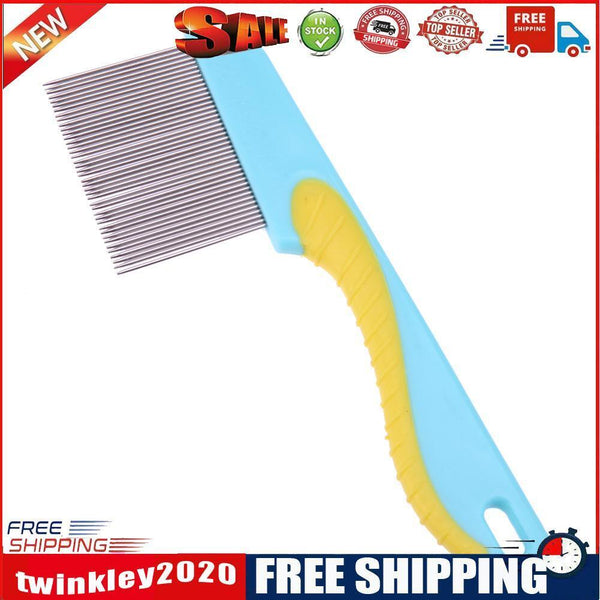 Stainless Steel Dog Dense Teeth Comb Pet Massage Grooming Silicone Handle