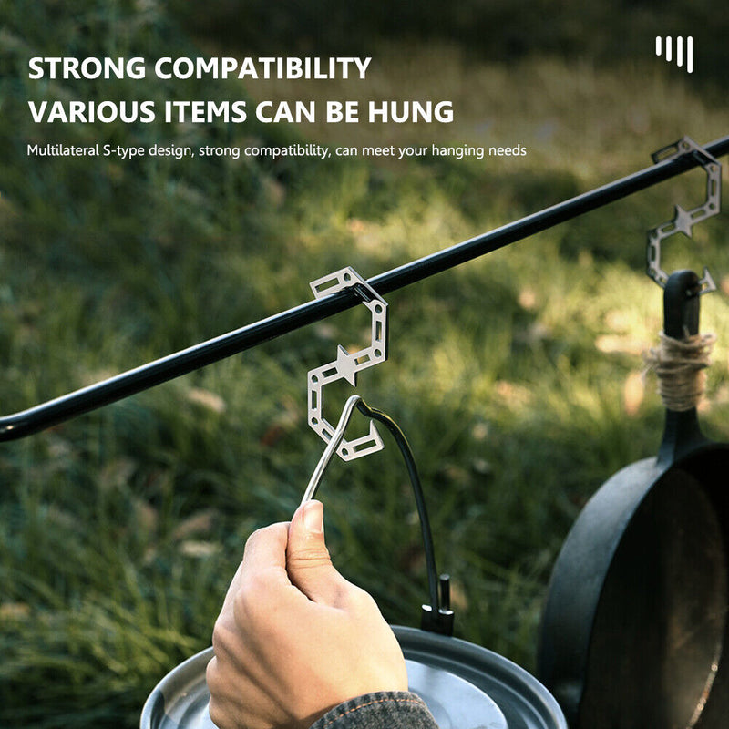 4pcs S Shaped Hooks Stainless Steel Hangers Outdoor Metal Hook Buckles Carabi