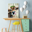 5D DIY Full Round Diamond Painting Grazing Cow Animal Picture Kits Wall Art Gift
