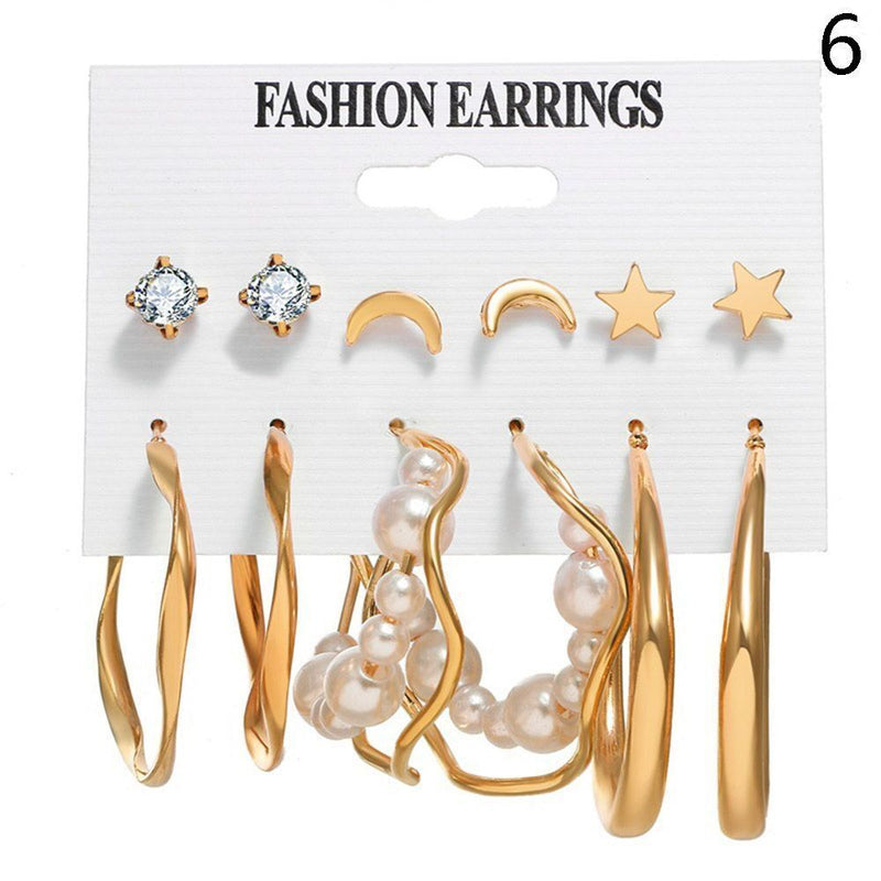 Women Women Gift Earrings Jewelry Drop Earrings Set Geometric Zircon Earring
