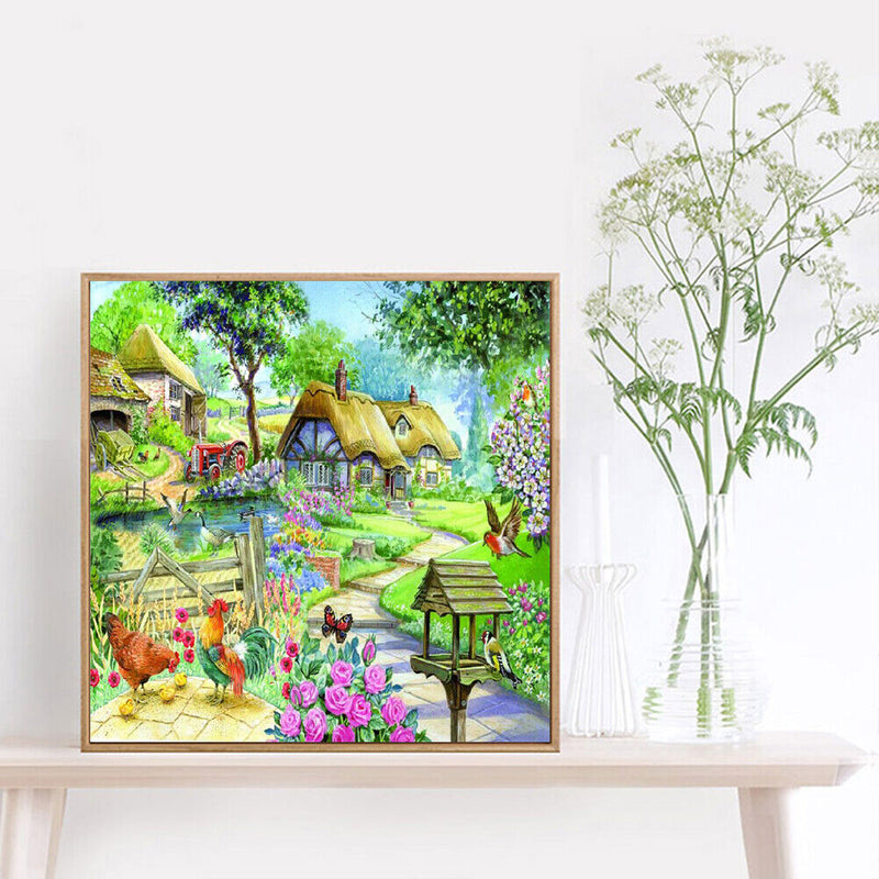 5D DIY Full Round Diamond Painting Color Country Picture Embroidery Mosaic Kits