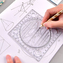 Multifunctional Rotatable Drawing Ruler Math Art Design Template (Black) Newly
