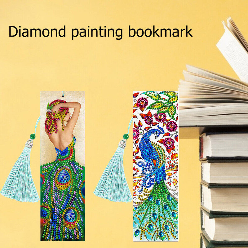 2pcs 5D Special Shape Diamond Painting Bookmark Mosaic Leather Page-Marker Newly