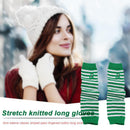 Fashion Striped Long Women Gloves Stretchy Knitted Fingerless Gloves Arm Warm