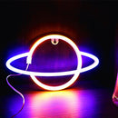 Elliptical Planet Shaped Sign Neon Lamp LED Dual Use Night Light Decor (D)