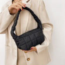 Fashion Women Solid Color Lattice Shoulder Bag Autumn Winter Small Underarm Bags