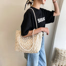 Women Straw Woven Lace Shoulder Shopping Bag Casual Ladies Vacation Tote Handbag