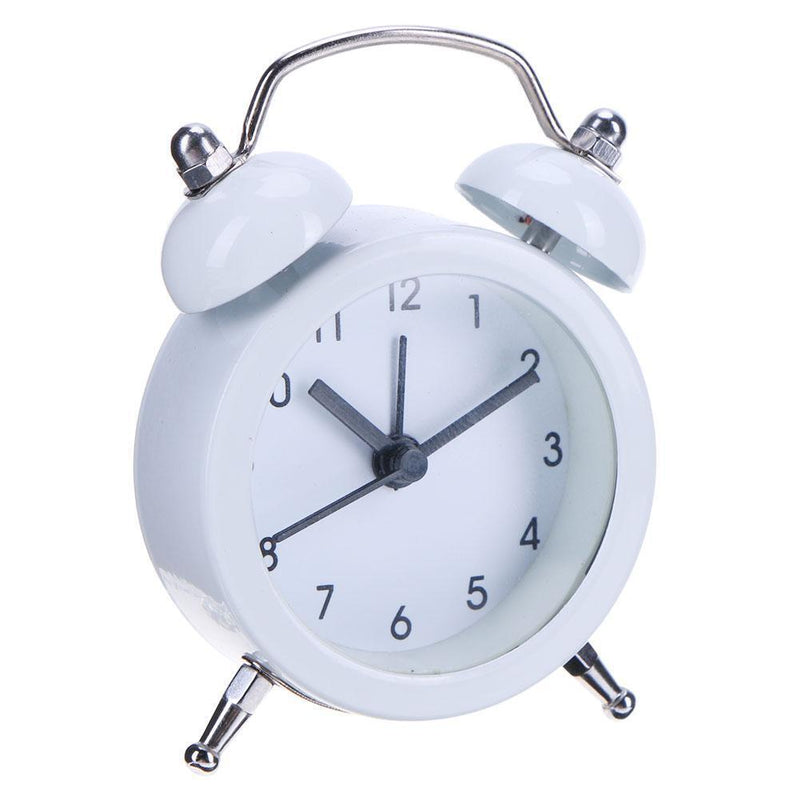 Mini Cartoon Dial Number Round Desk Children Metal Alarm Clock(White)