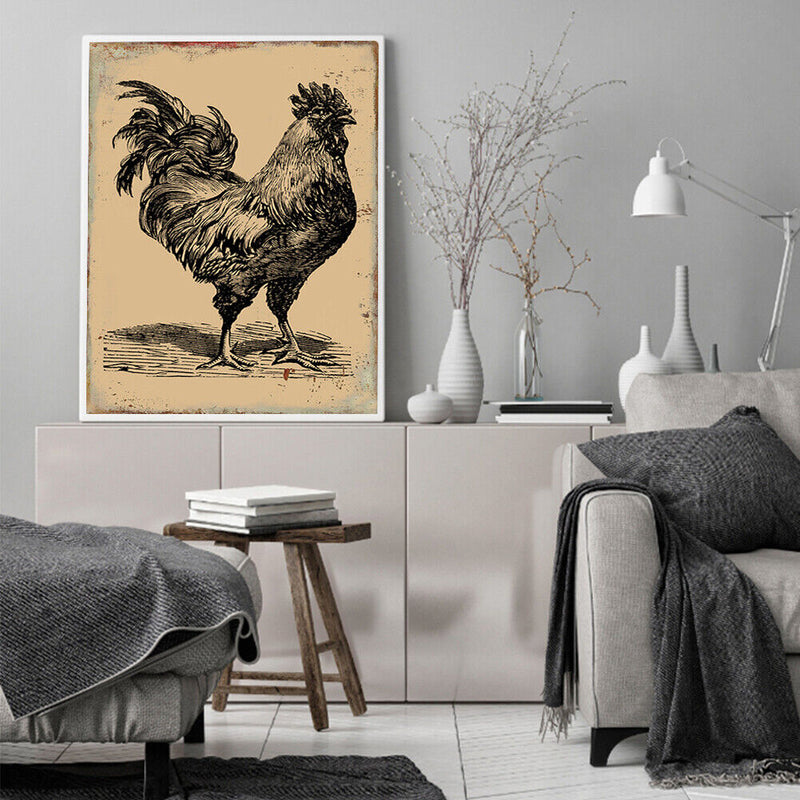 Frameless Oil Paint By Numbers DIY Rooster Picture Craft for Home Living Room