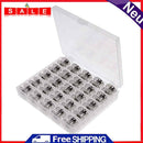 25Pcs Clear Blank Coils Spool Metal Housing with 25 Grid Case Storage Box