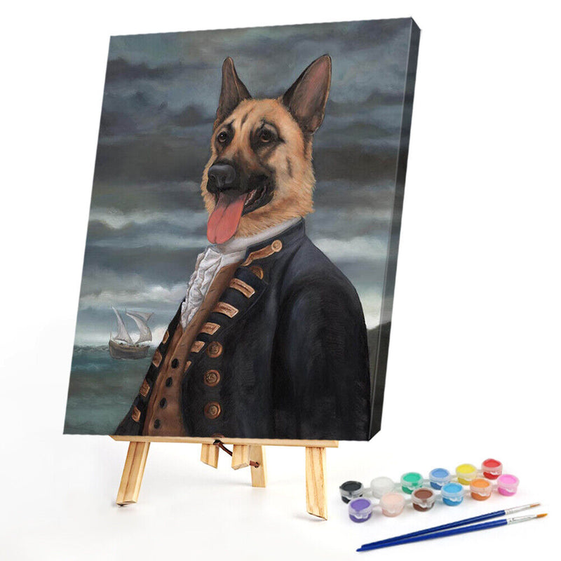 #A Gentleman Dog Oil Paint By Numbers Kit DIY Acrylic Painting on Canvas Framele