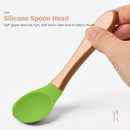 Baby Spoon Silicone Wooden Baby Feeding Spoon Accessories Kids Birthday Gifts