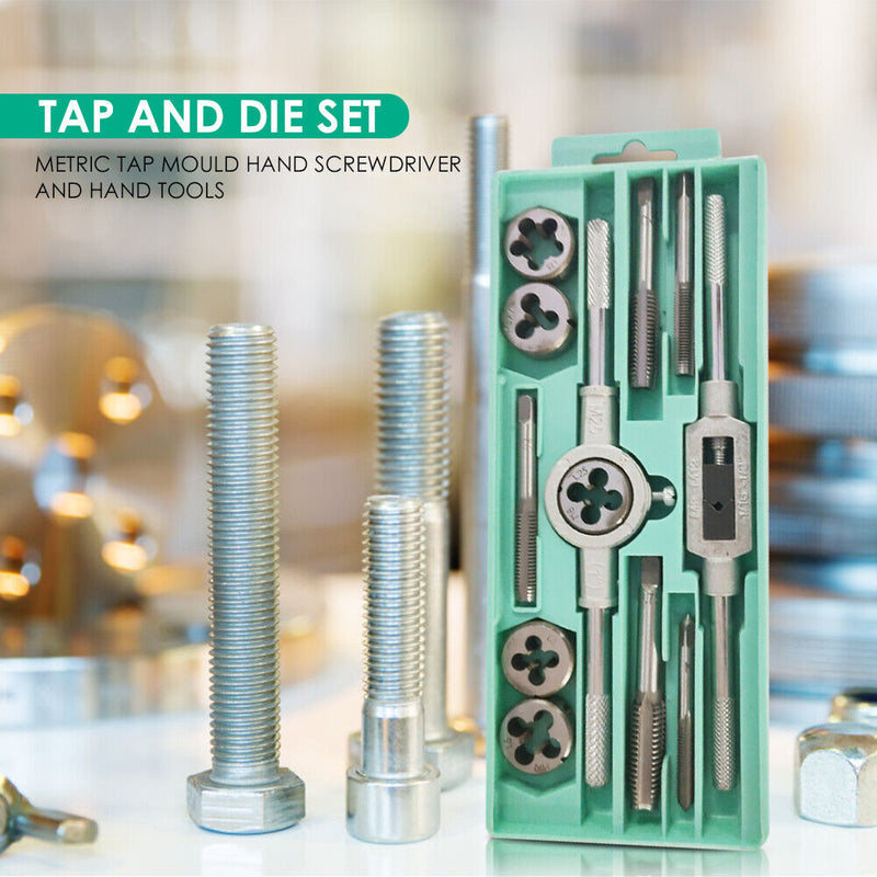 Multi-function Screw Tap Die Set Thread Cutting Tapping Hand Tool (12pcs)