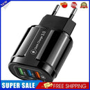 EU Plug 3 Port USB Charger QC3.0 Wall Phone Fast Charging Adapter (Black)