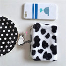 Cow Pattern Cartoon Plush Pocket Headphone Bag Coin Purse Mini Storage Bag
