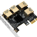 PCIE Adapter Card PCIE 1 to 4 USB Multiplier Hub Riser Converter for Mining