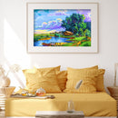 5D DIY Full Round Drill Diamond Painting Lake Scene Mosaic Rhinestone Draw