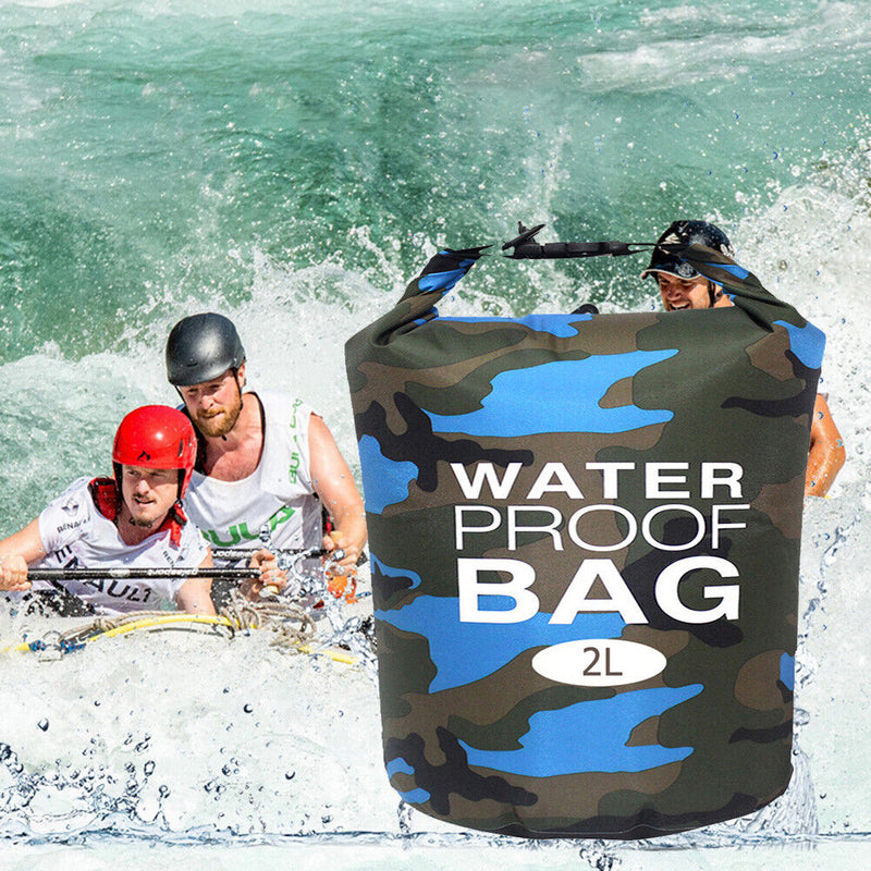 Waterproof Swimming Bag Camouflage Outdoor Camping Dry Sack (2L Light Blue)