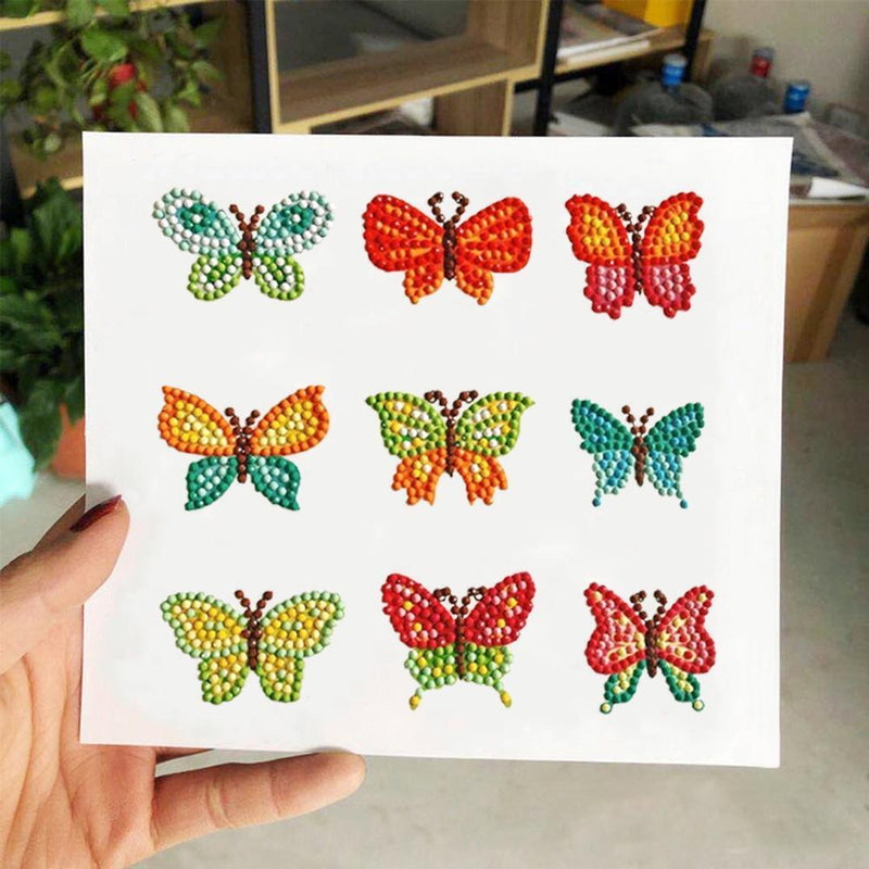 DIY Full Drill Round Butterfly Diamond Painting Children Cartoon Stickers Newly