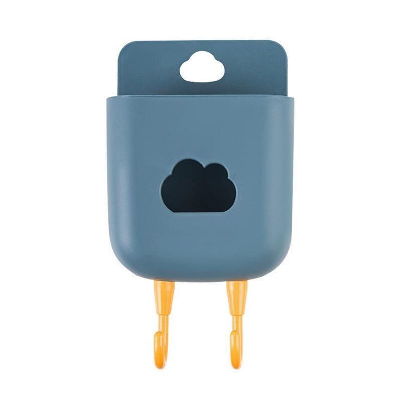 Phone Wall Mounted Holder Detachable Hook Plug Charging Organizer (Green)