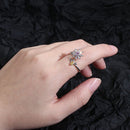 Rotatable Bee Thimble Ring Finger Wear Crown Knitting Loop Crochet Yarn Guides