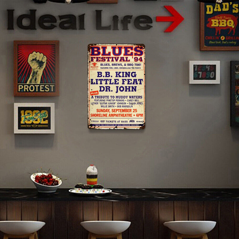 Blues Festival Plate Metal Tin Sign Plate for Bar Pub Club Cafe Wall Home Decor