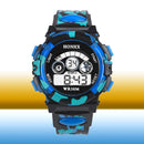 5pcs Outdoor Multifunction Waterproof Boy Sports Electronic Watches (Blue)