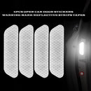 4pcs Open Car Door Stickers Warning Mark Reflective Strips Tapes (White) Newly