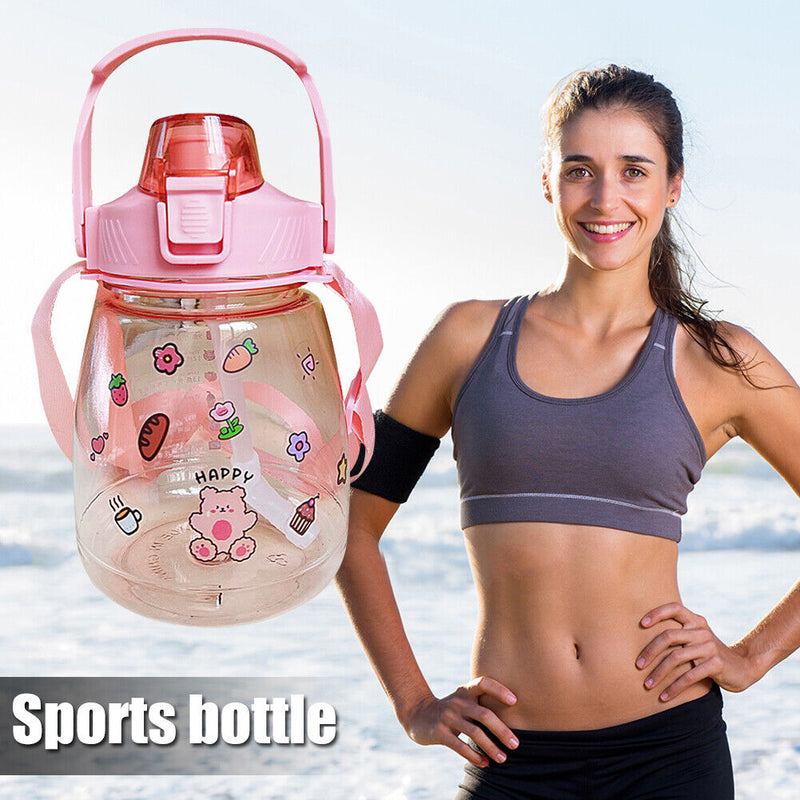 1300ml Drinking Water Bottle Big Belly Water Jug Cup Sports Bottle (Pink) Newly