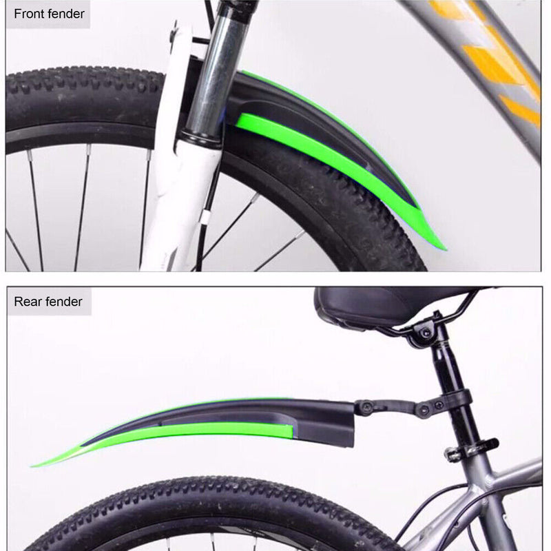 2pcs MTB Bike Mudguard Wings Set Cycling Bicycle Front Rear Fenders (Green)