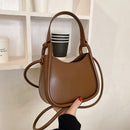 Ladies Designer Zipper Handbag Party Solid Color Crescent Shape Shoulder Bag