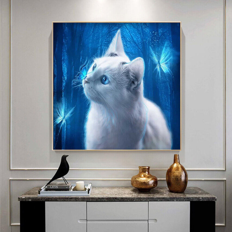 5D DIY Diamond Painting Full Round Drill Butterfly Cat Rhinestone Picture