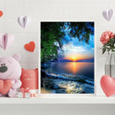 11CT Counted Full Cross Stitch Sunset Beach DIY Embroidery Home Decoration Gifts