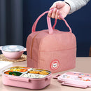 Oxford Cloth Lunch Bag Zipper Waterproof Thermal Tote Handbag (Pink) Newly