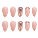 Art Beauty Luxury Crystal Ballerina Almond Ombre Ballet Nail Tip False Nails