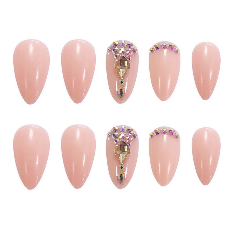Art Beauty Luxury Crystal Ballerina Almond Ombre Ballet Nail Tip False Nails