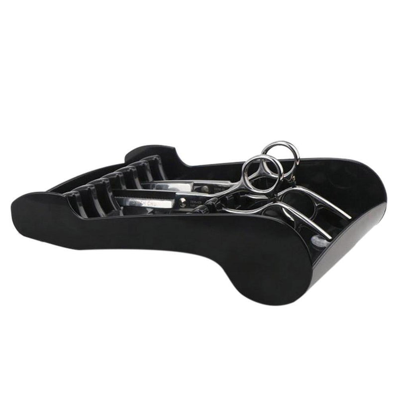Salon Shears Rack Case Hair Scissor Holder Organizer Storage Tray (Black)