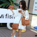 4pcs/set Shoulder Handbags Leather Women Crossbody Clutch Card Bags (Brown)
