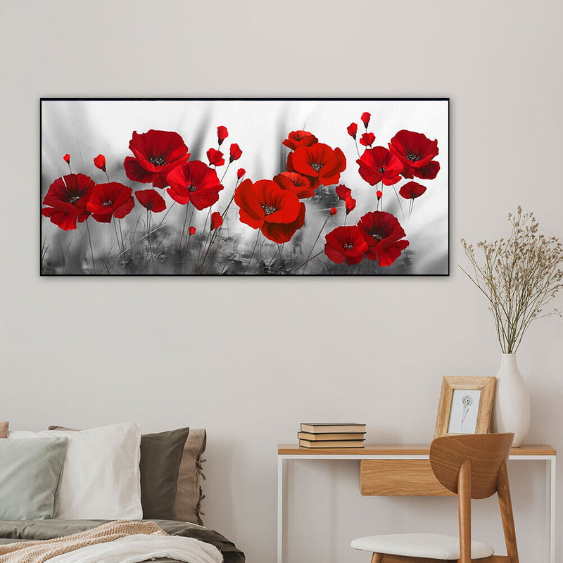 Red Flower Oil Paint By Numbers Kits Wall Art Craft Coloring Drawing for Adults